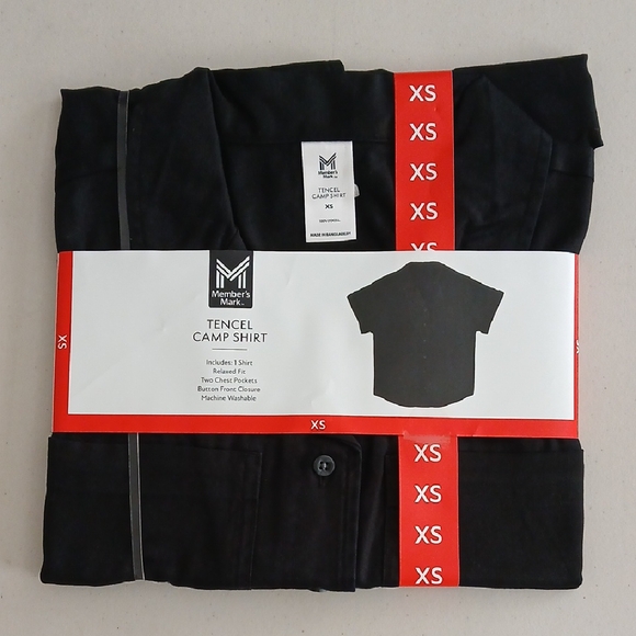 Members Mark Black Tencel Camp Shirt XS - Picture 1 of 8